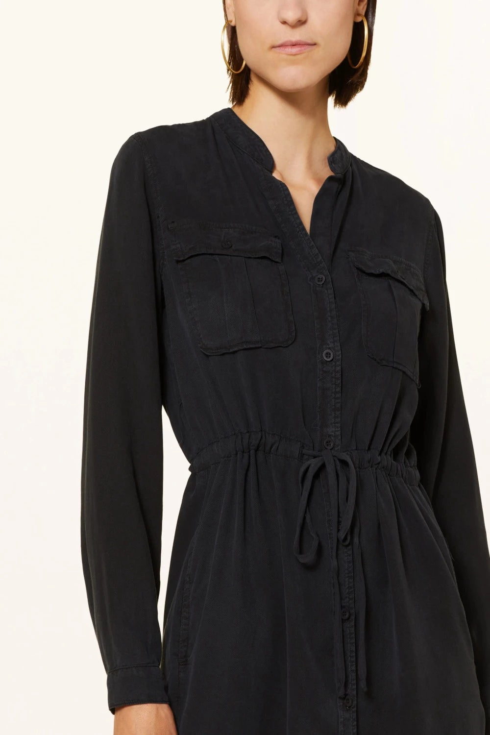 Mini Shirt Dress Smocked Back in Black