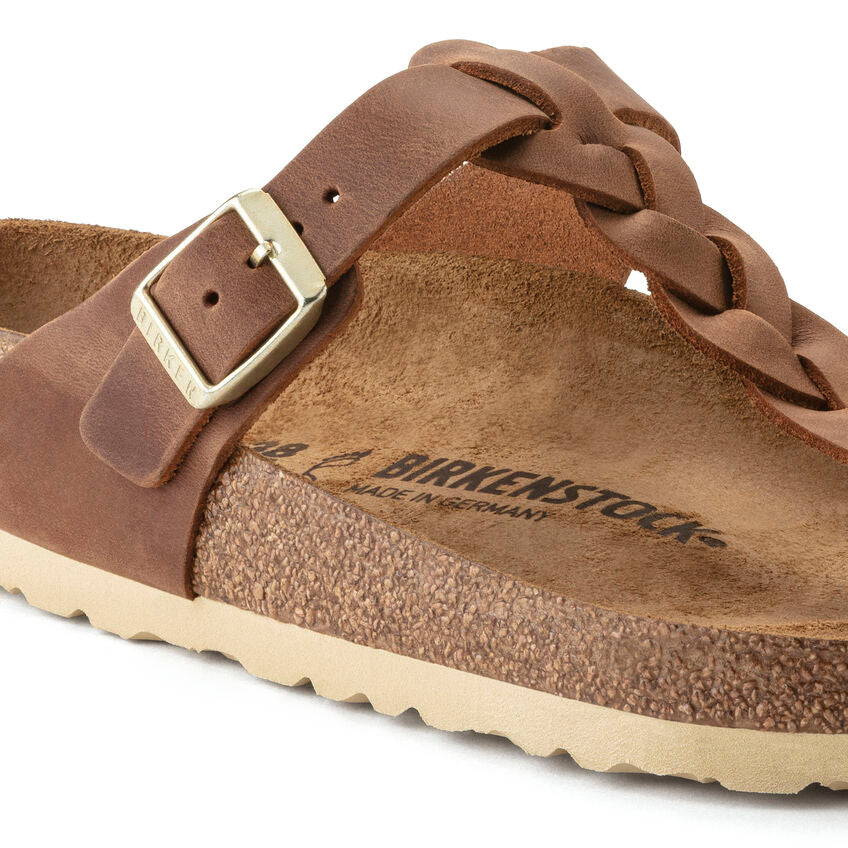 Gizeh Braid Leather Sandal in Cognac