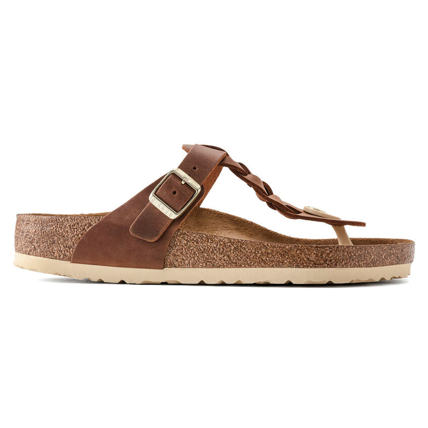 Gizeh Braid Leather Sandal in Cognac