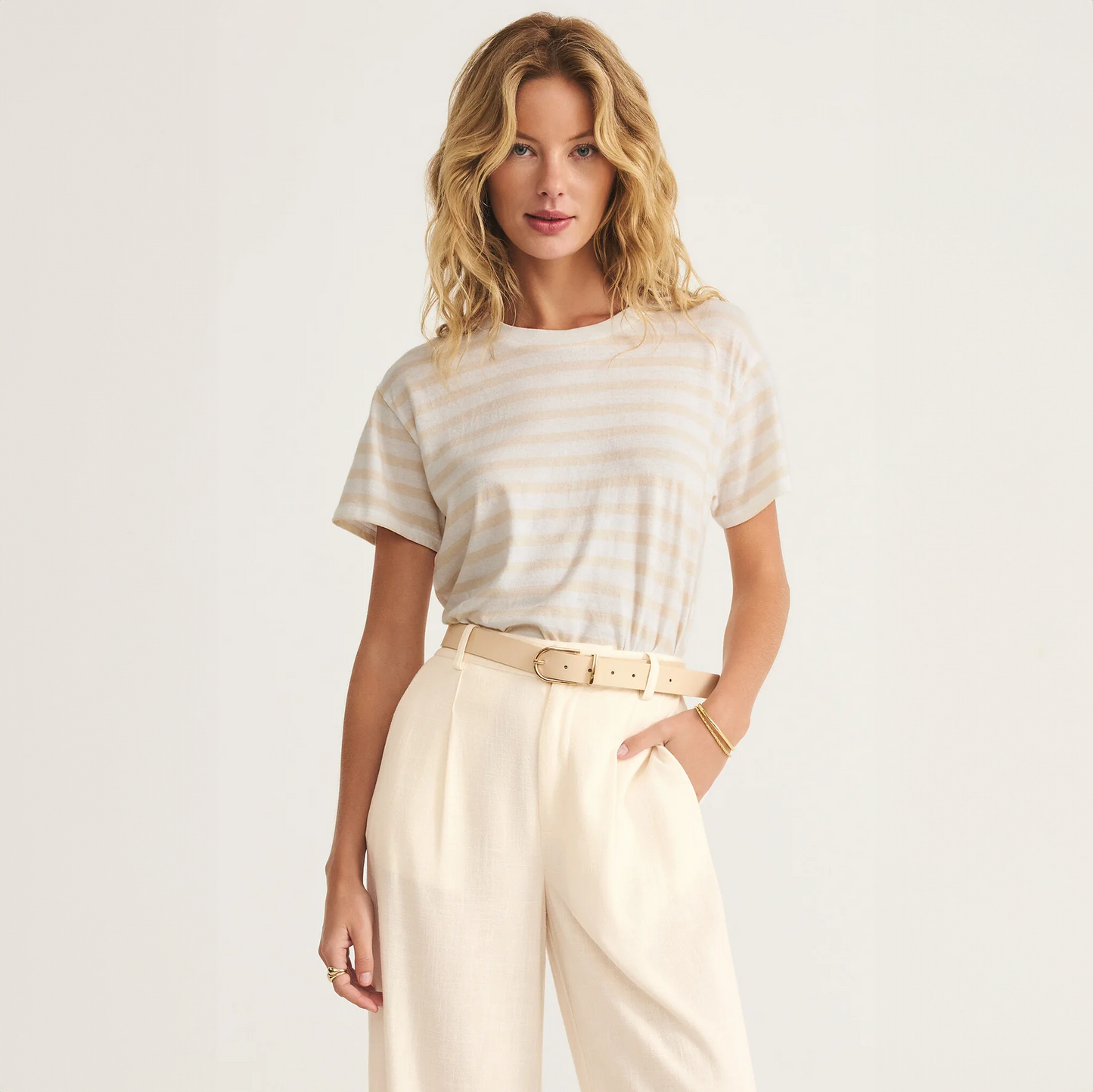 Go To Stripe Tee Pana Cotta
