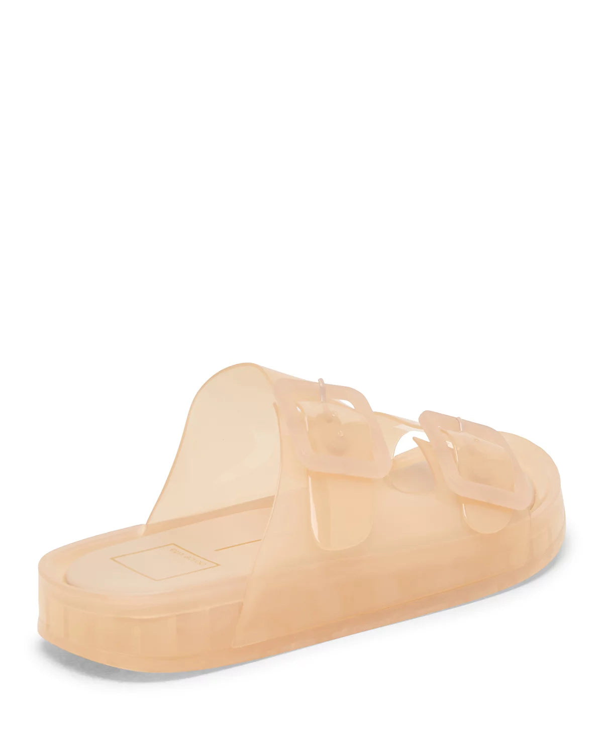 Beige vinyl sandal with 2 belts on a white background