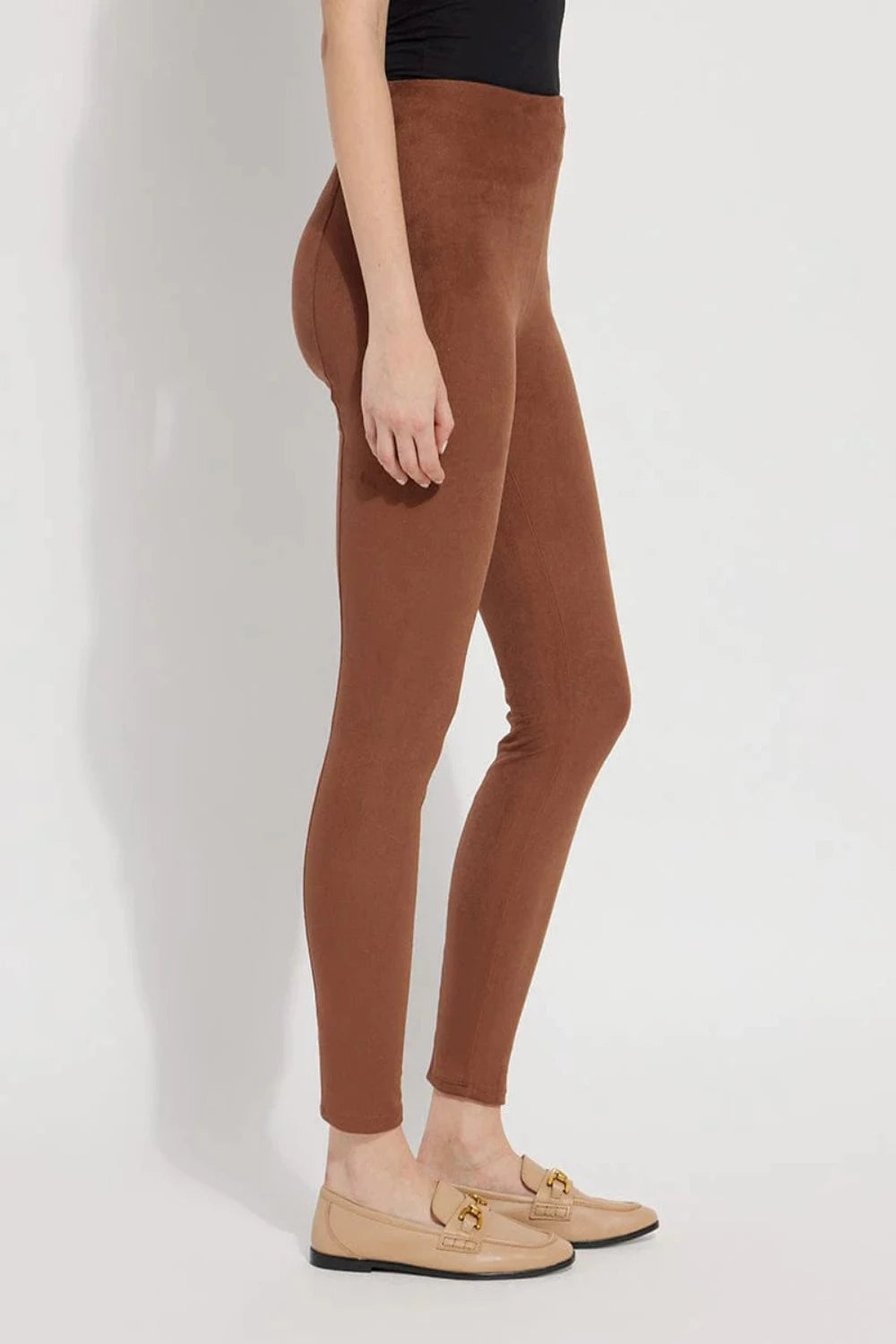 Hi Waist Suede Leggings in Whiskey