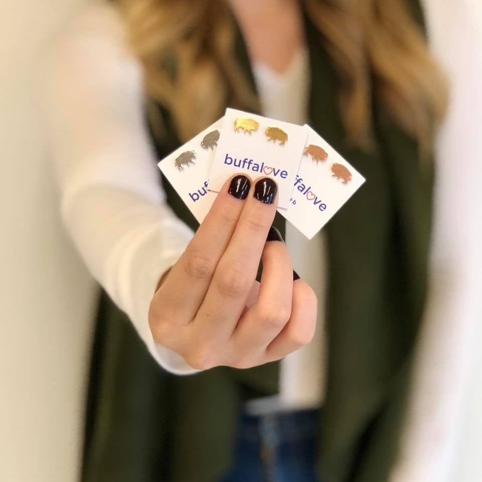 Buffalove Bison Earrings in Gold