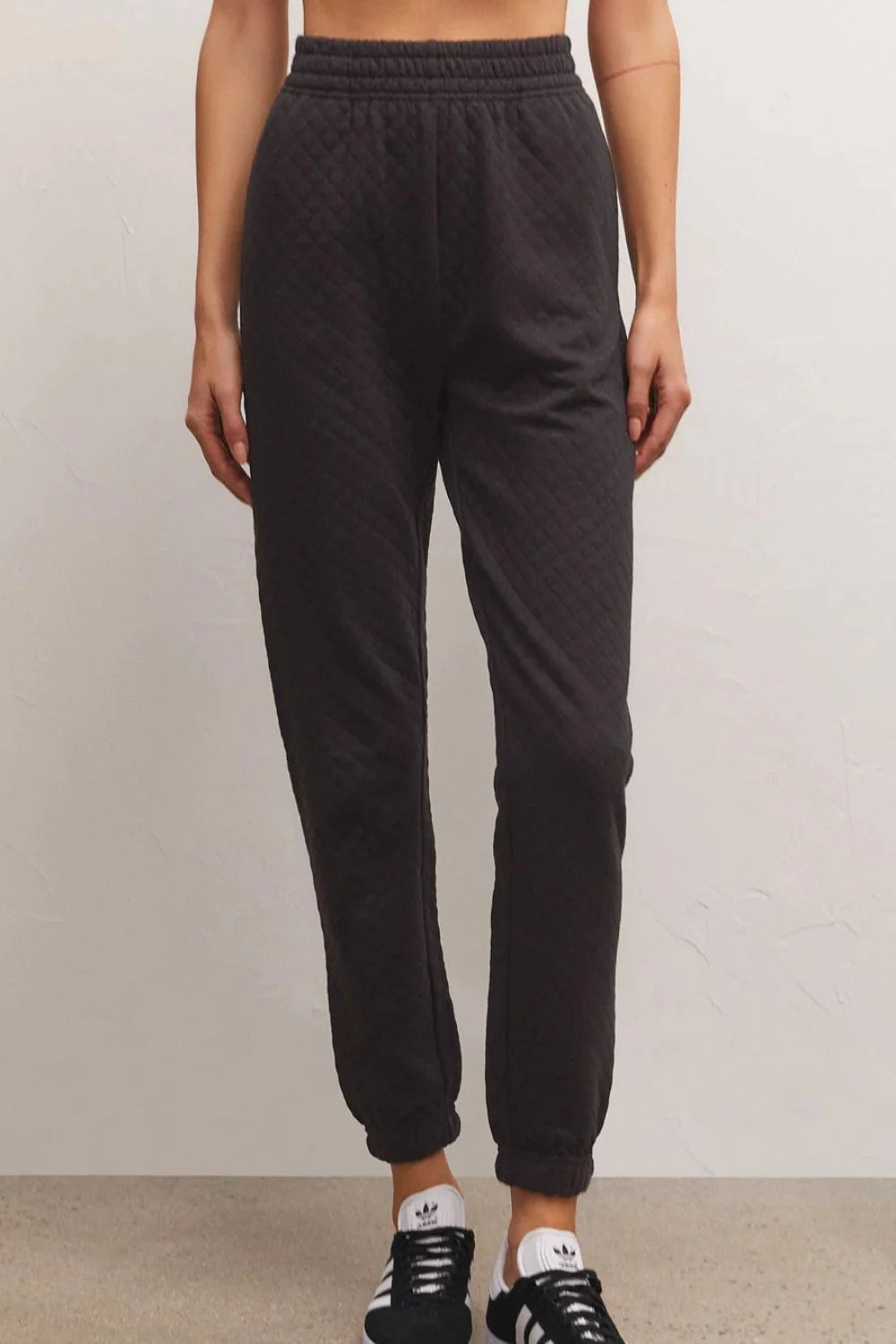 Slim Quilted Jogger in Black