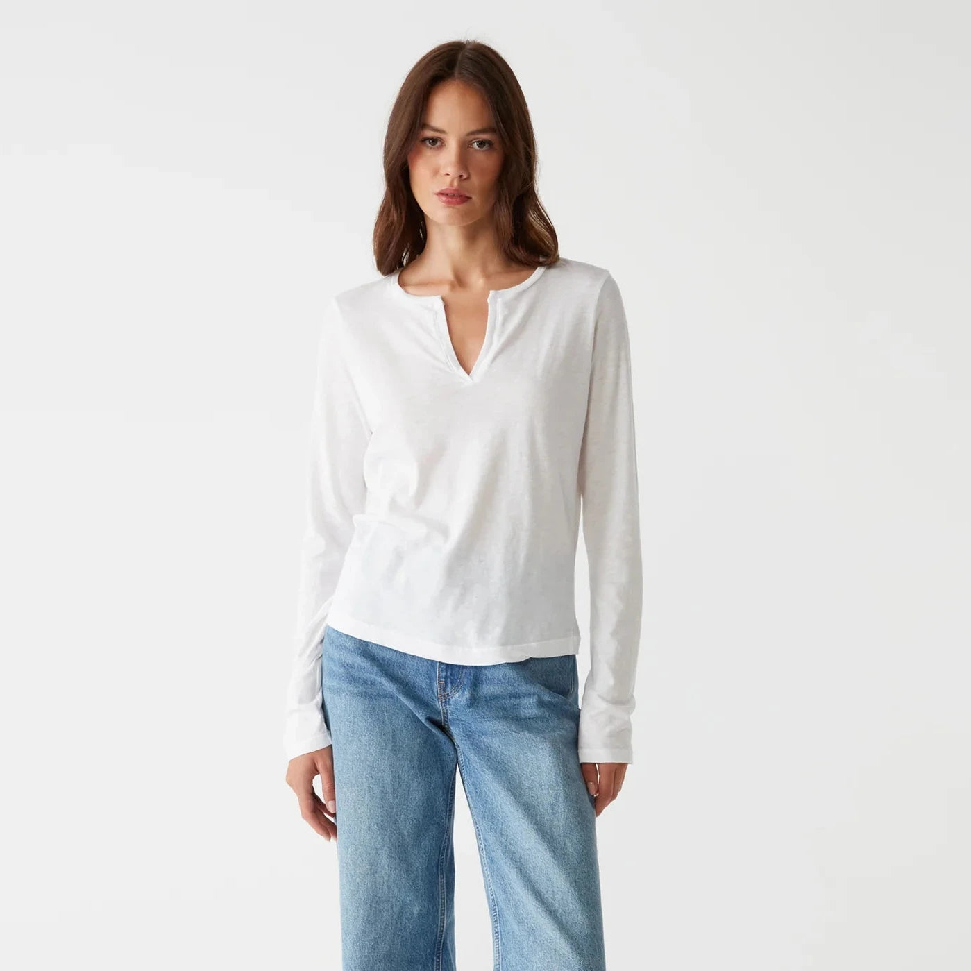 Hailie Rib Mixed Tee in White