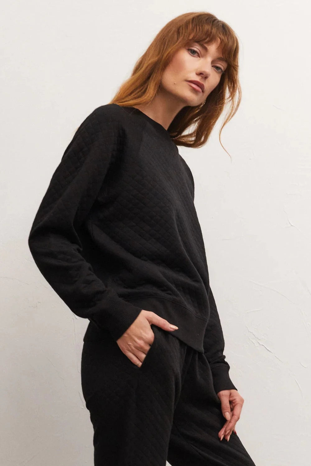 Volt Quilted Sweatshirt in Black