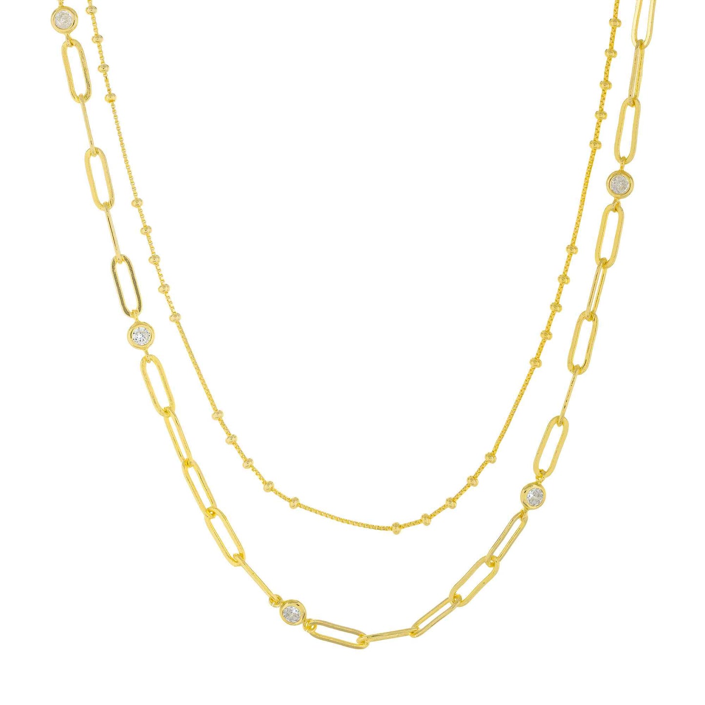 Layer Chain And Bead Necklace
