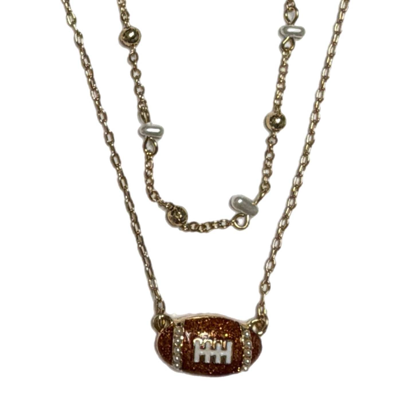 Layered Pearl Football Necklace