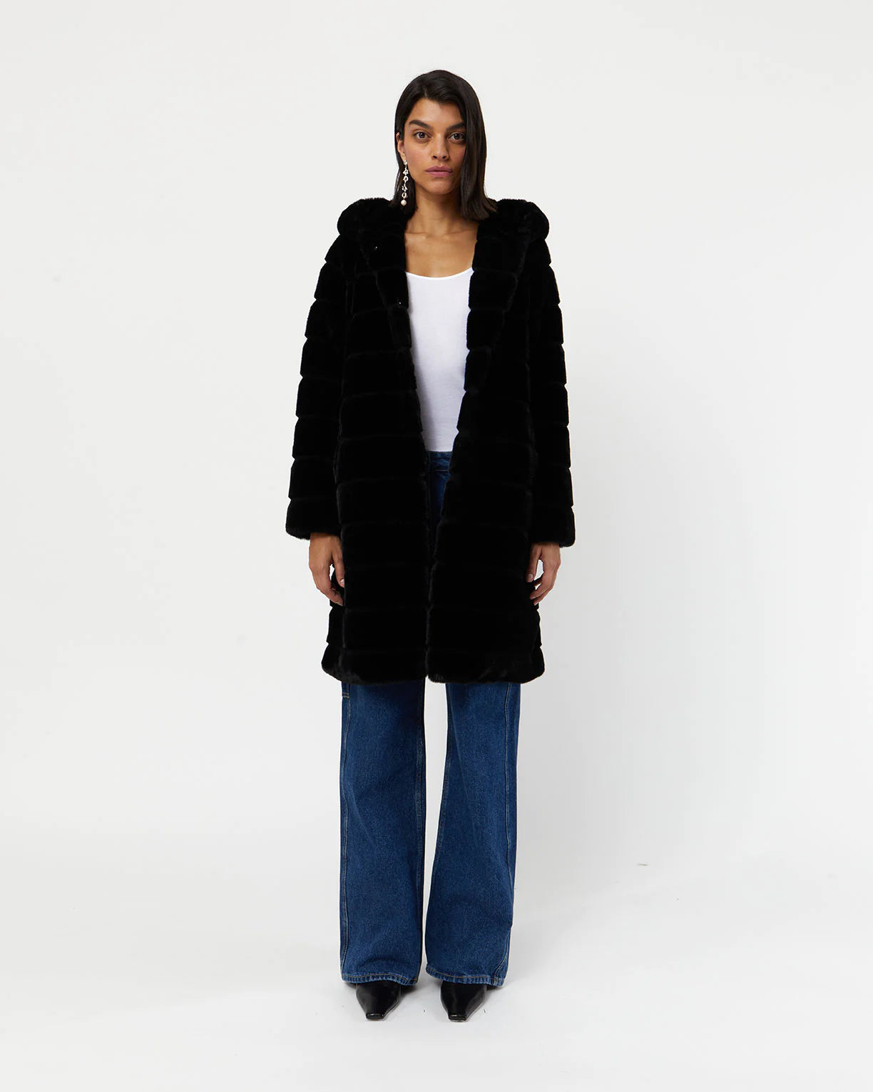 Celina Faux Fur Coat in Noir