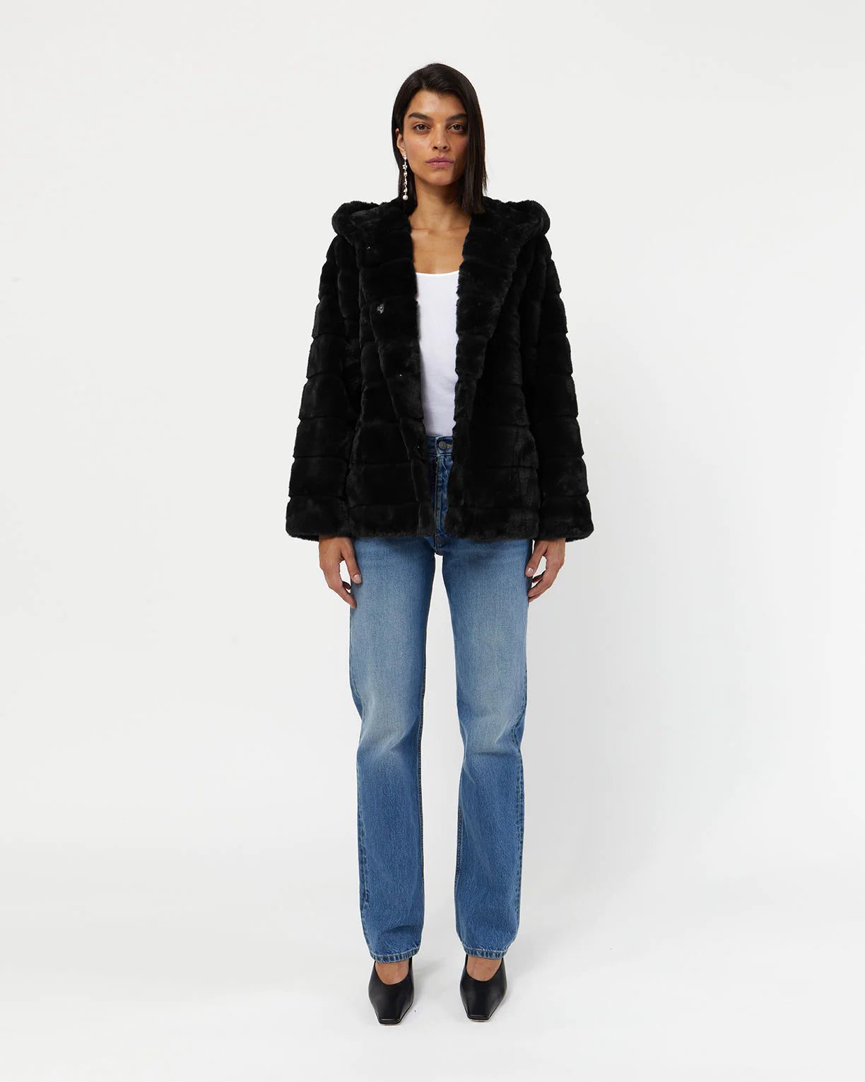 Goldie 5 Faux Fur coat in Noir