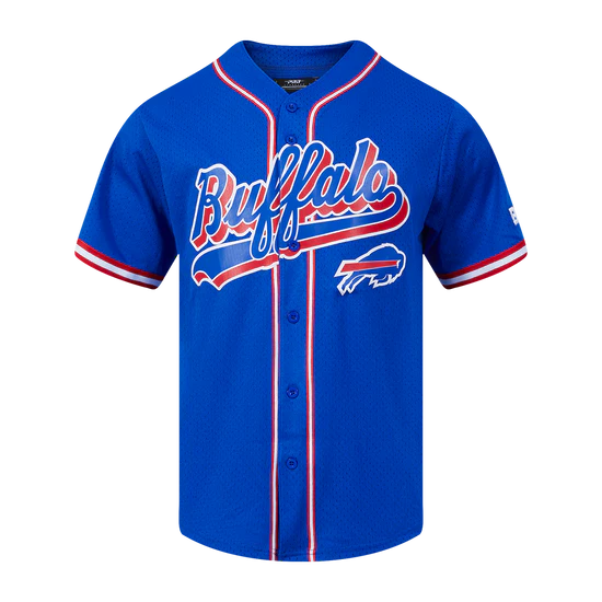 Fbb1410158ryr | Buffalo Bills Mesh Button Down in Royal Red