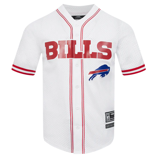 Buffalo Bills Mesh Button Down in White