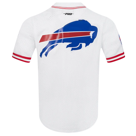 Buffalo Bills Mesh Button Down in White