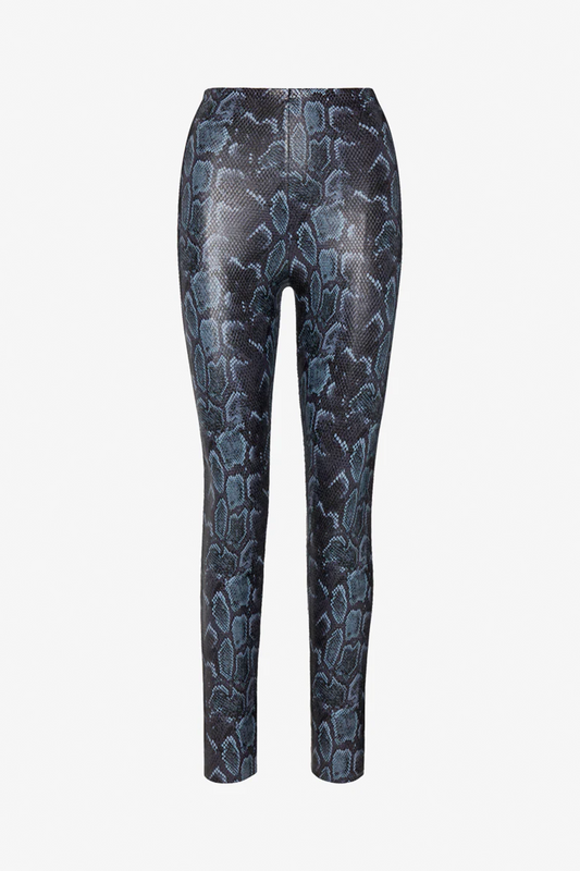 Faux Leather Animal Legging in Steel Python