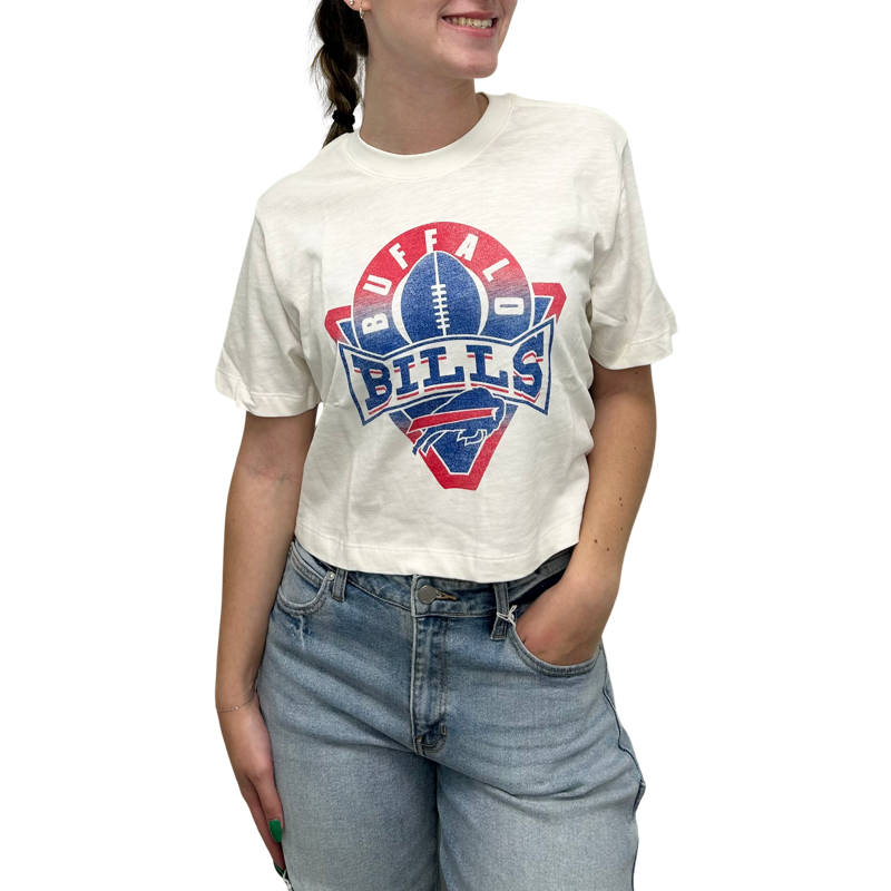 Women's Mock Neck Crop Crew in Vintage White