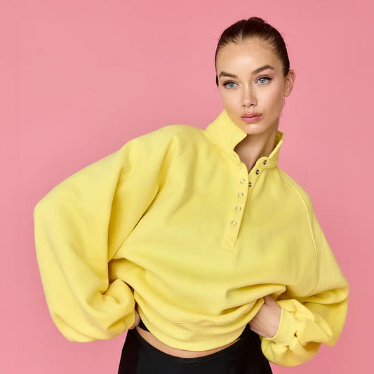 Piper Snap Collared Sweatshirt in Yellow