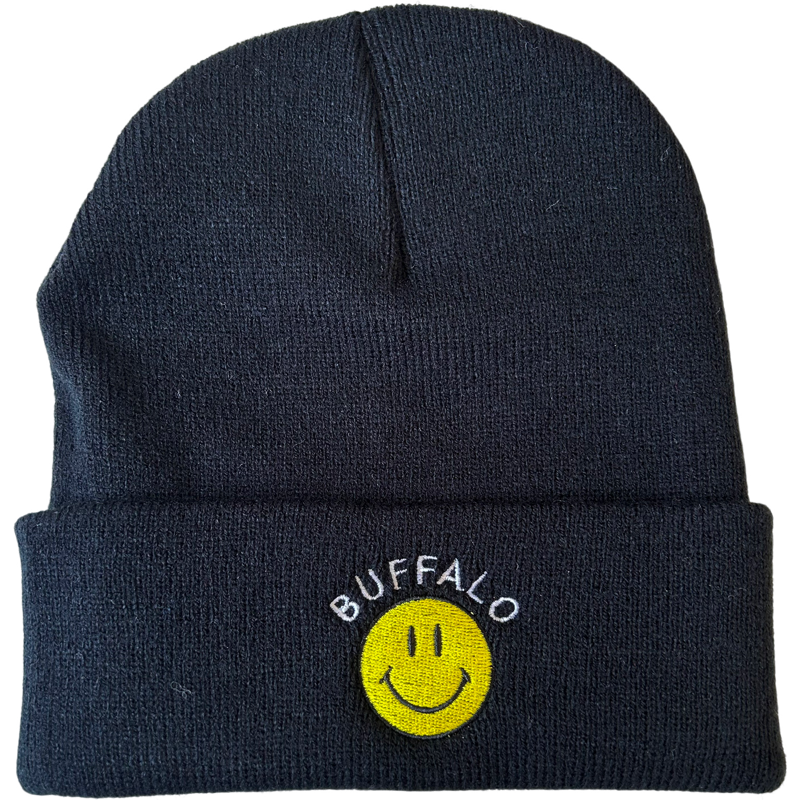 Buffalo Smiley Face Beanie in Black – Research and Design