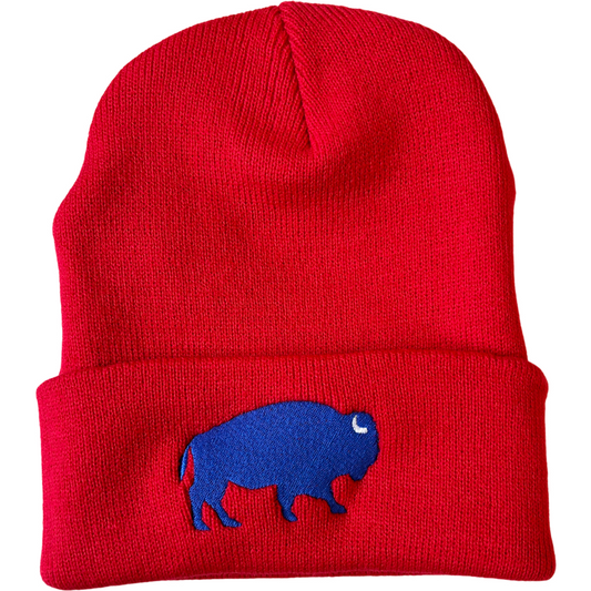 Standing Buffalo Beanie- Red/Royal