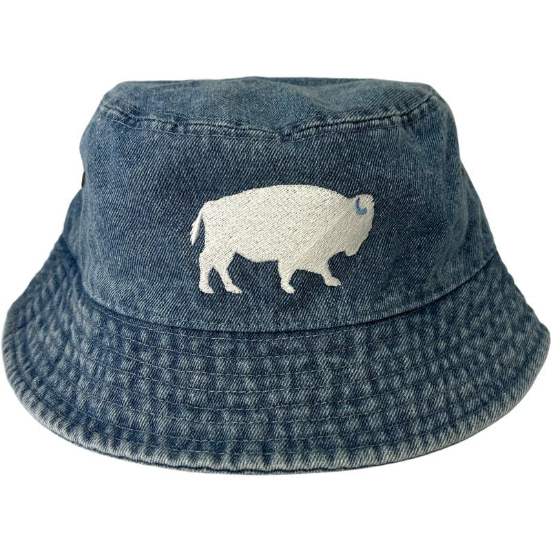 Standing Buffalo Bucket Hat in Light Denim/White