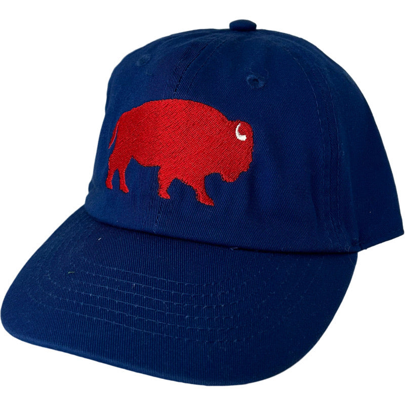 Kids Standing Buffalo Baseball Hat in Royal/Red