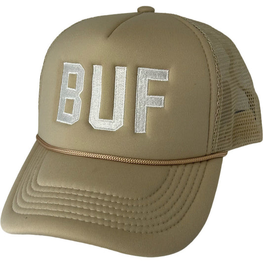 BUF Trucker Hats in Khaki/White