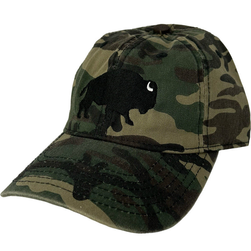 Standing Buffalo Baseball Hat in Camo/Black