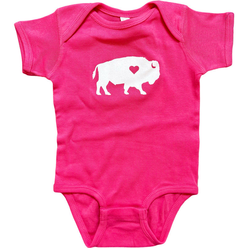 Standing Buffalo Onesie- Hot Pink/White