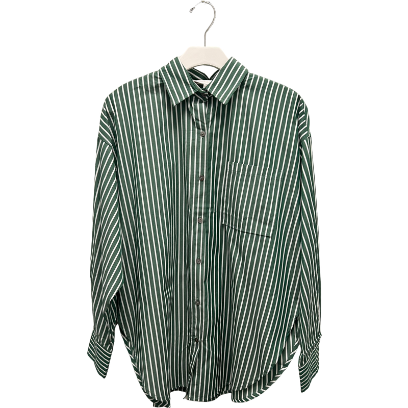 Stripped Button-down in Dark Green
