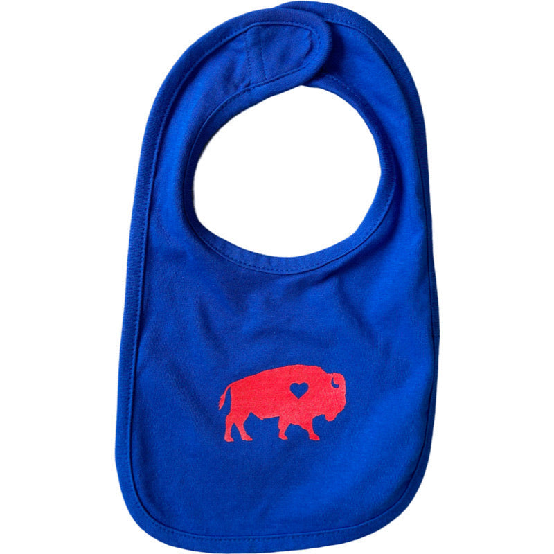 Standing Buffalo Bib in Royal/Red
