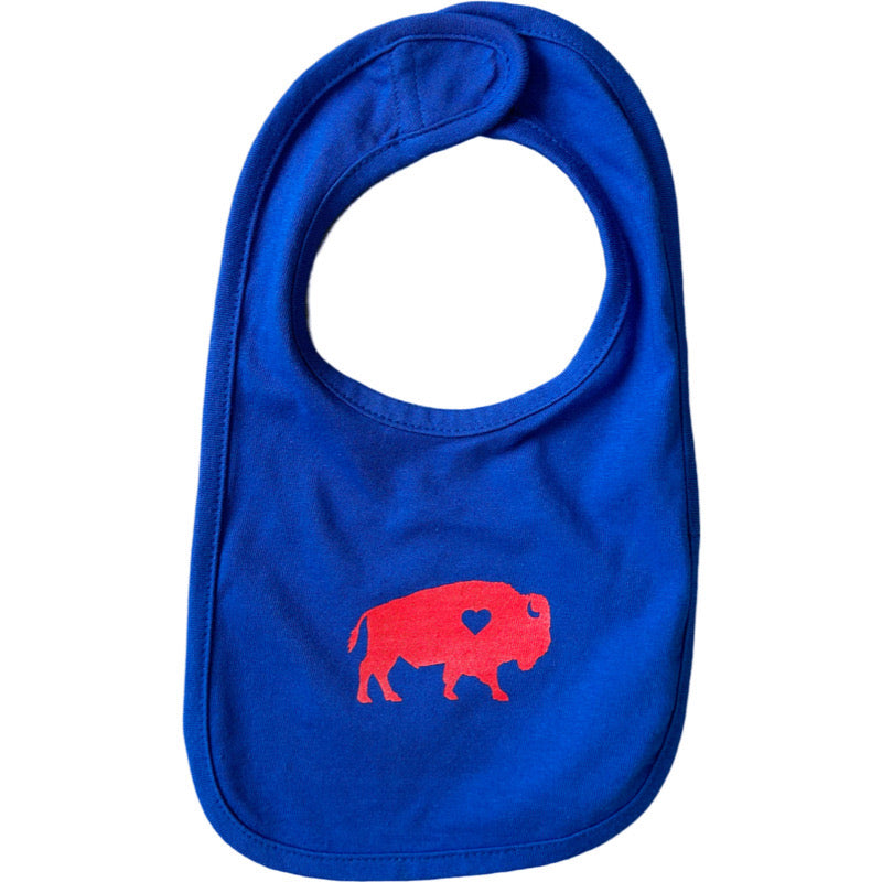 Standing Buffalo Bib in Royal/Red