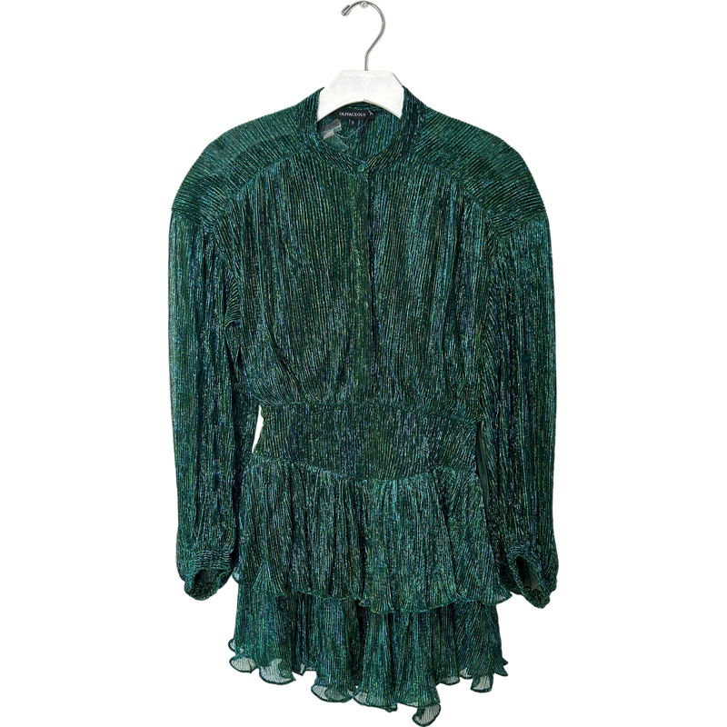Metallic Tiered Dress Black/Green