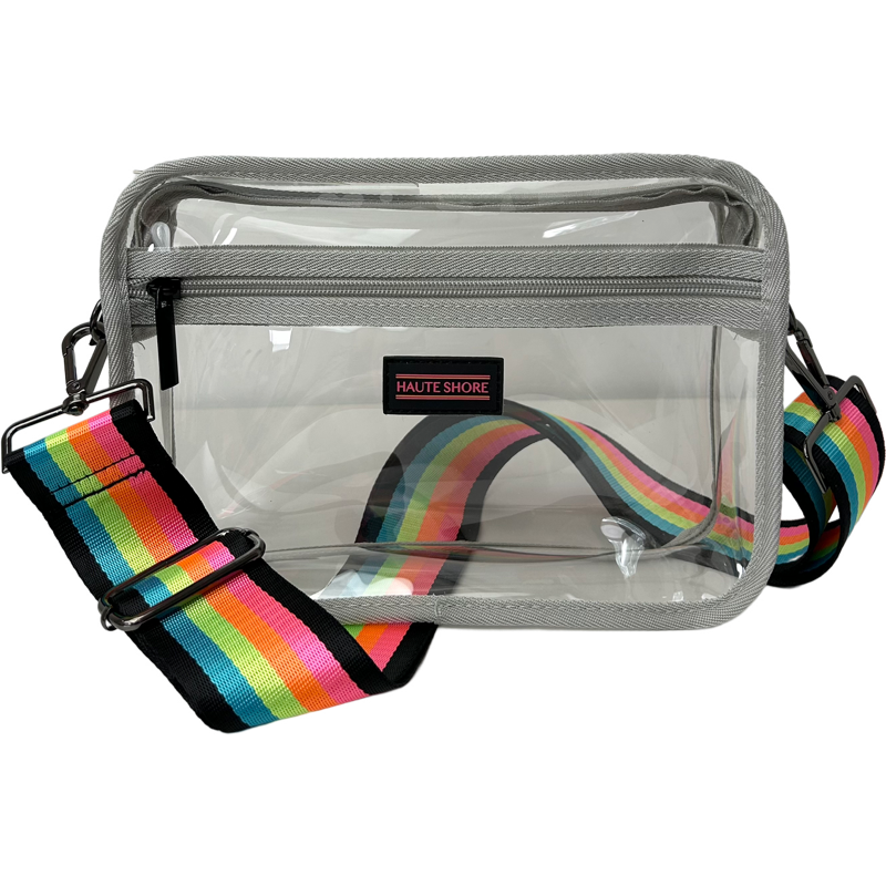 Drew Clear Bag in Neon Stripe