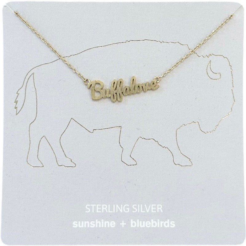 Sterling Silver Buffalove Script Necklace in Rose Gold