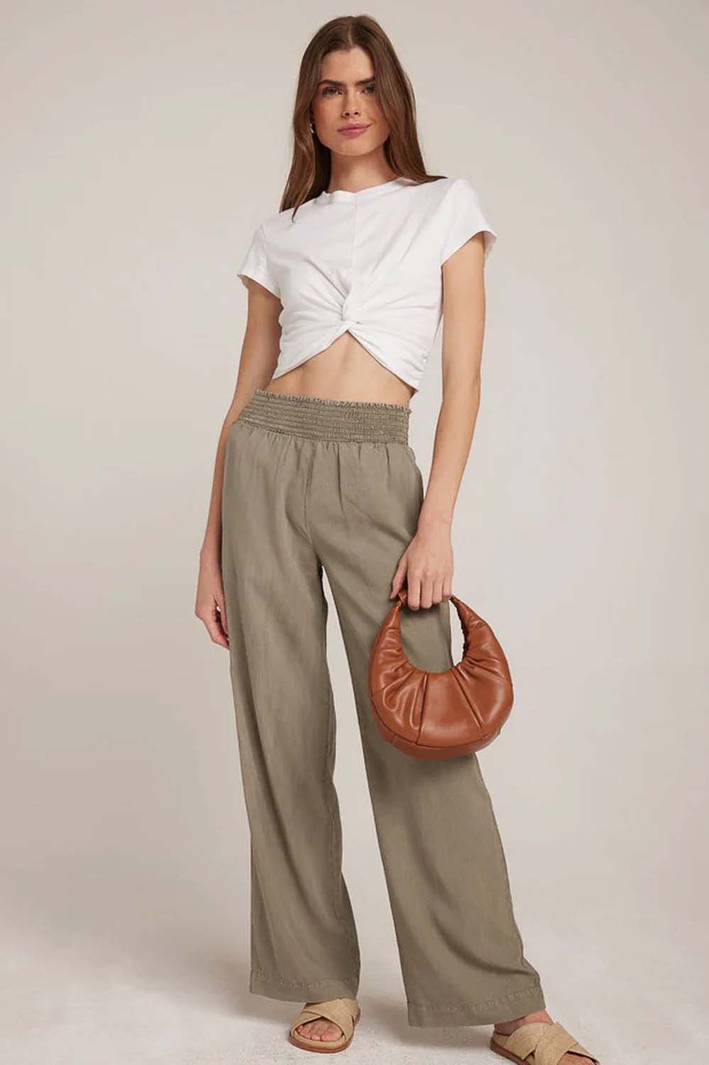 Smocked Waist Wide Leg Pant in Vintage Black