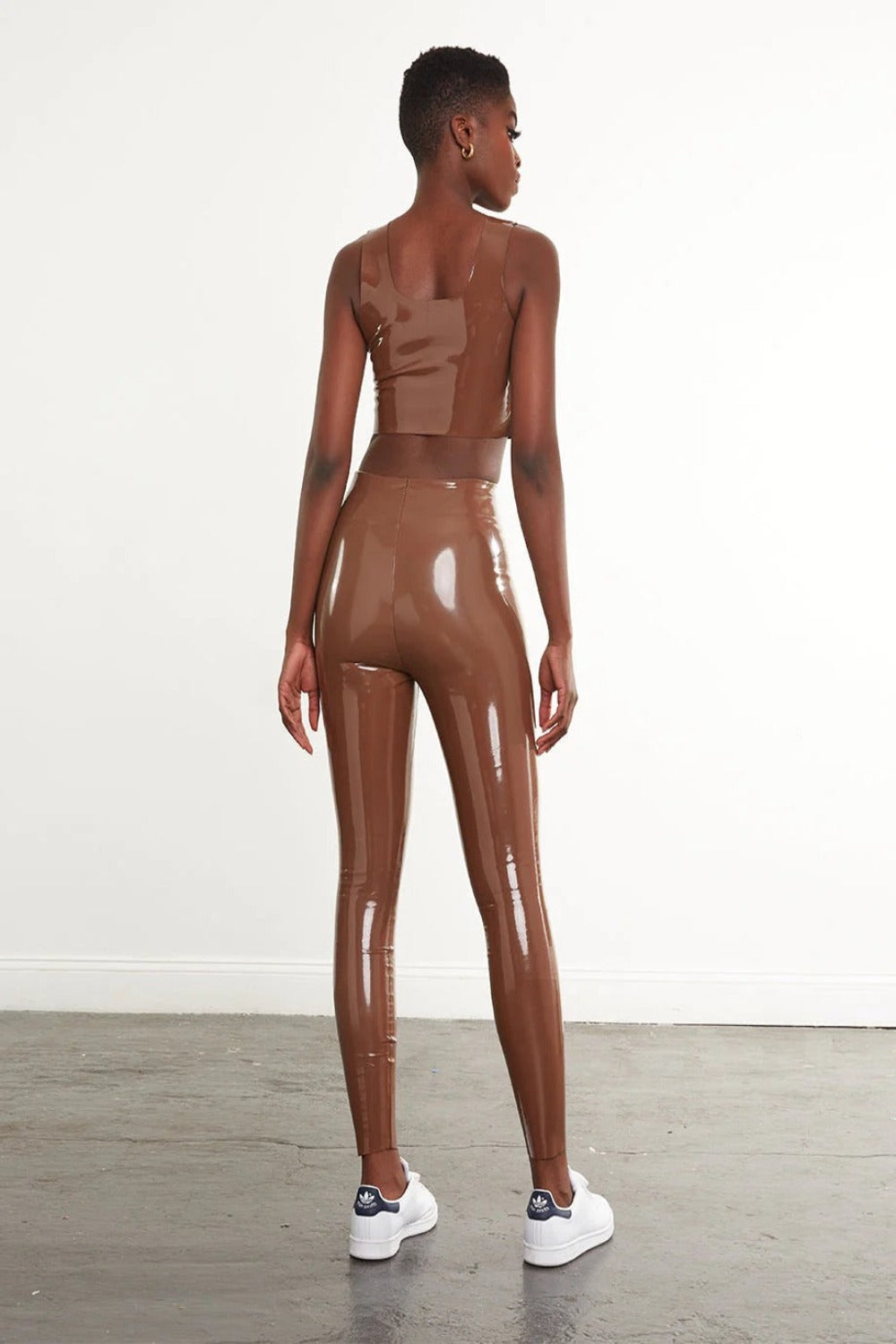 Faux Leather Patent Legging in Cinnamon