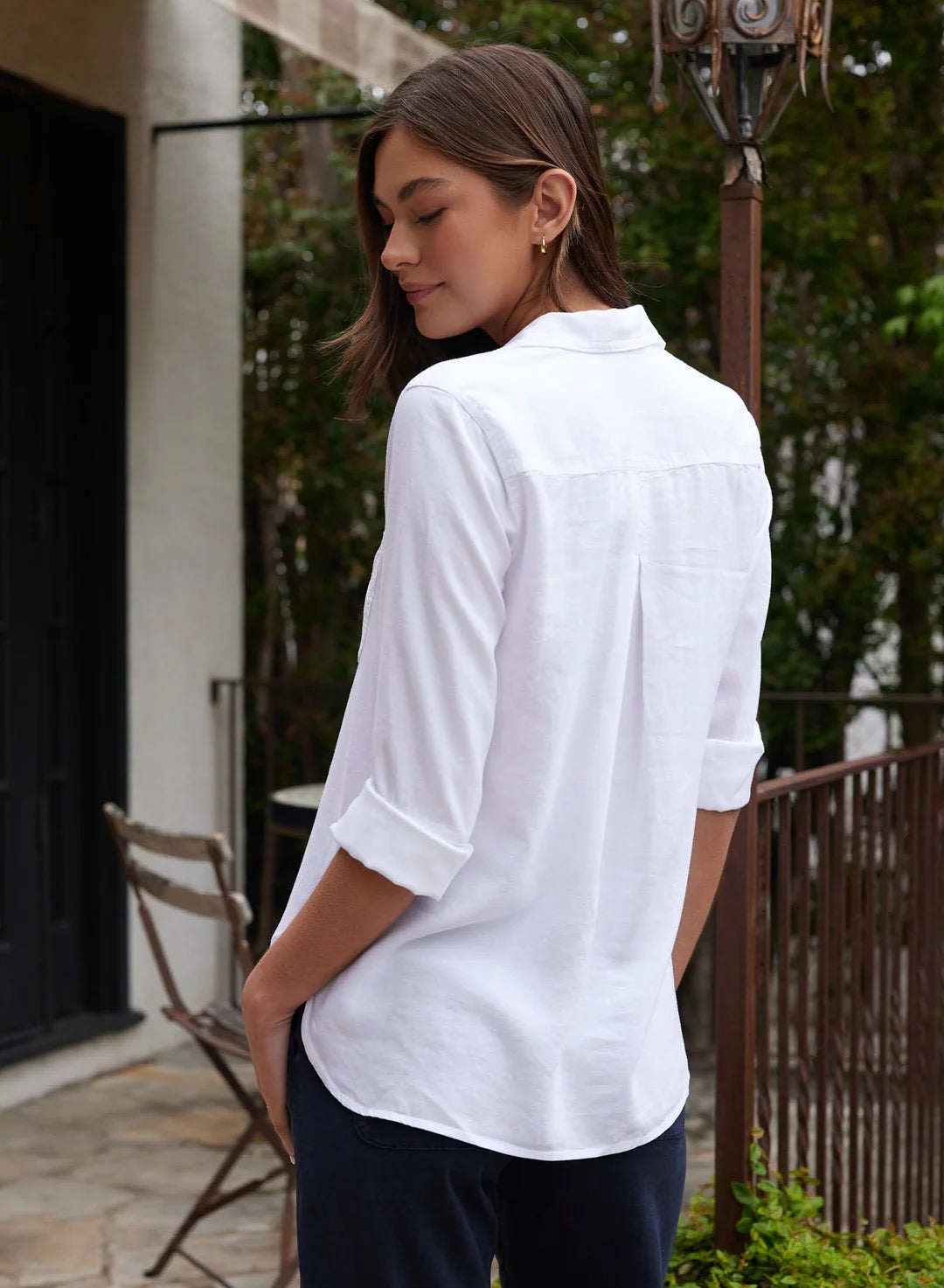 Shirt Tail Button Down in White