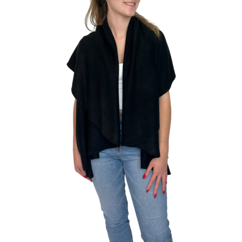 Basic Shawl Vest in Black