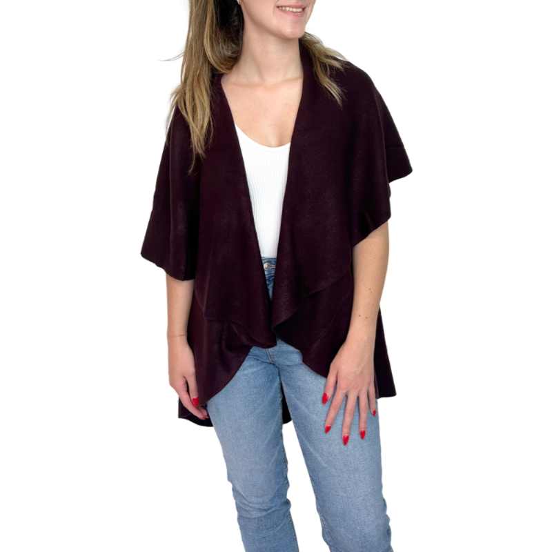 Basic Shawl Vest in Raisin