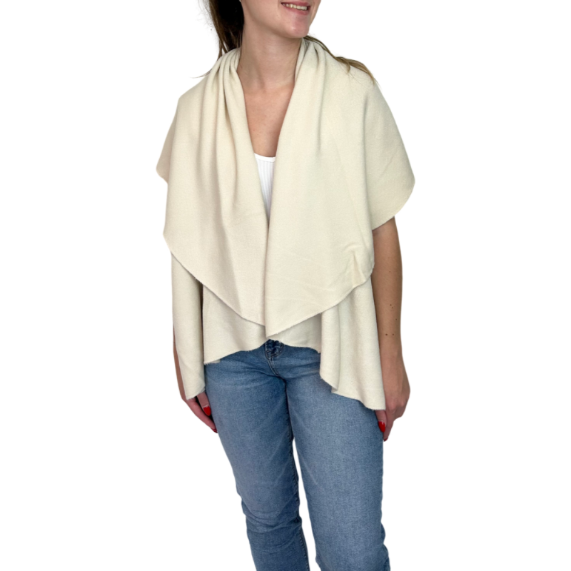 Basic Shawl Vest in Cream