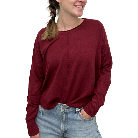 L/S Short Sweater in Heather Currant