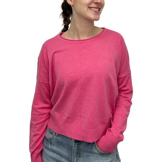 L/S Short Sweater in Heather Fuchsia