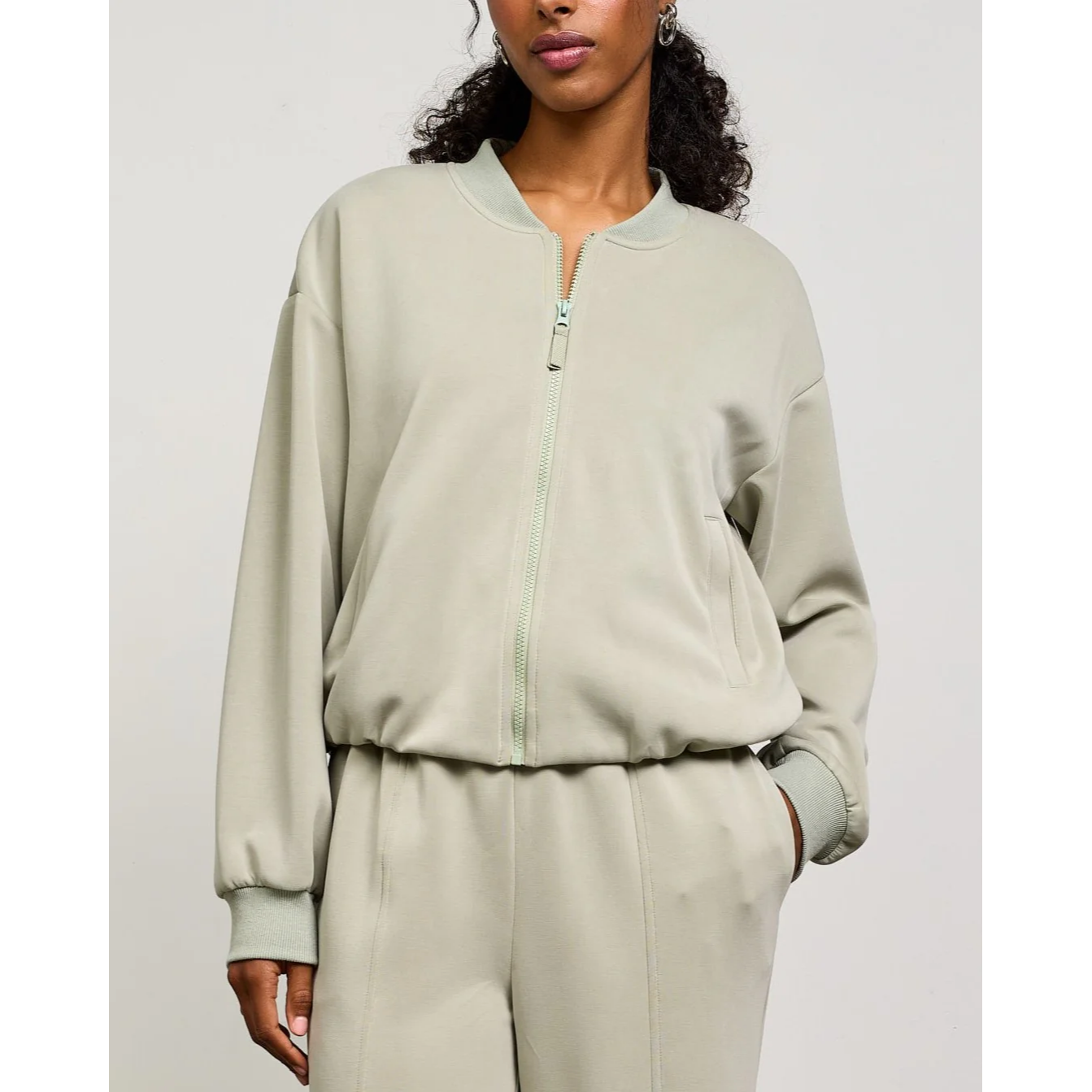 Soft Modal Bomber Jacket in Sage