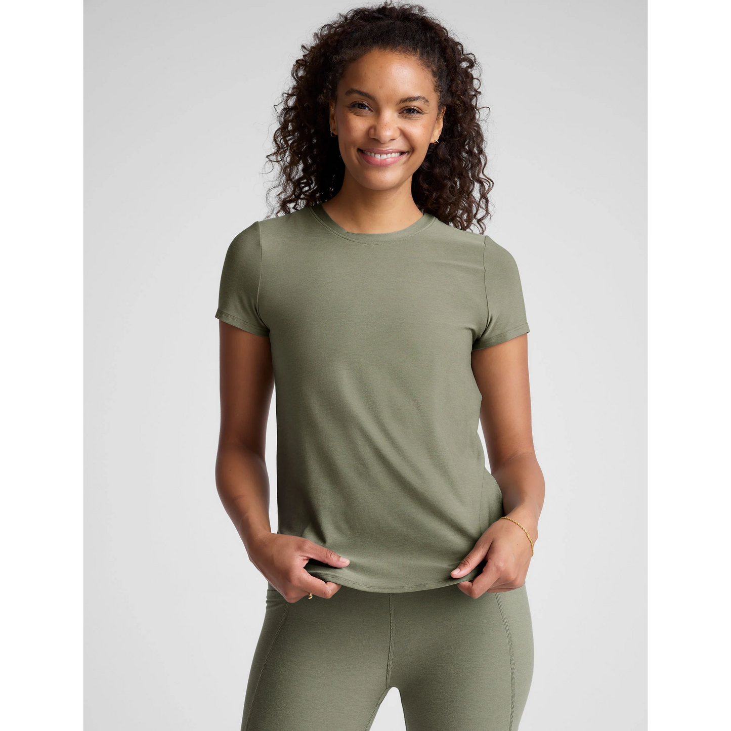 On The Down Low Tee in Grey Sage