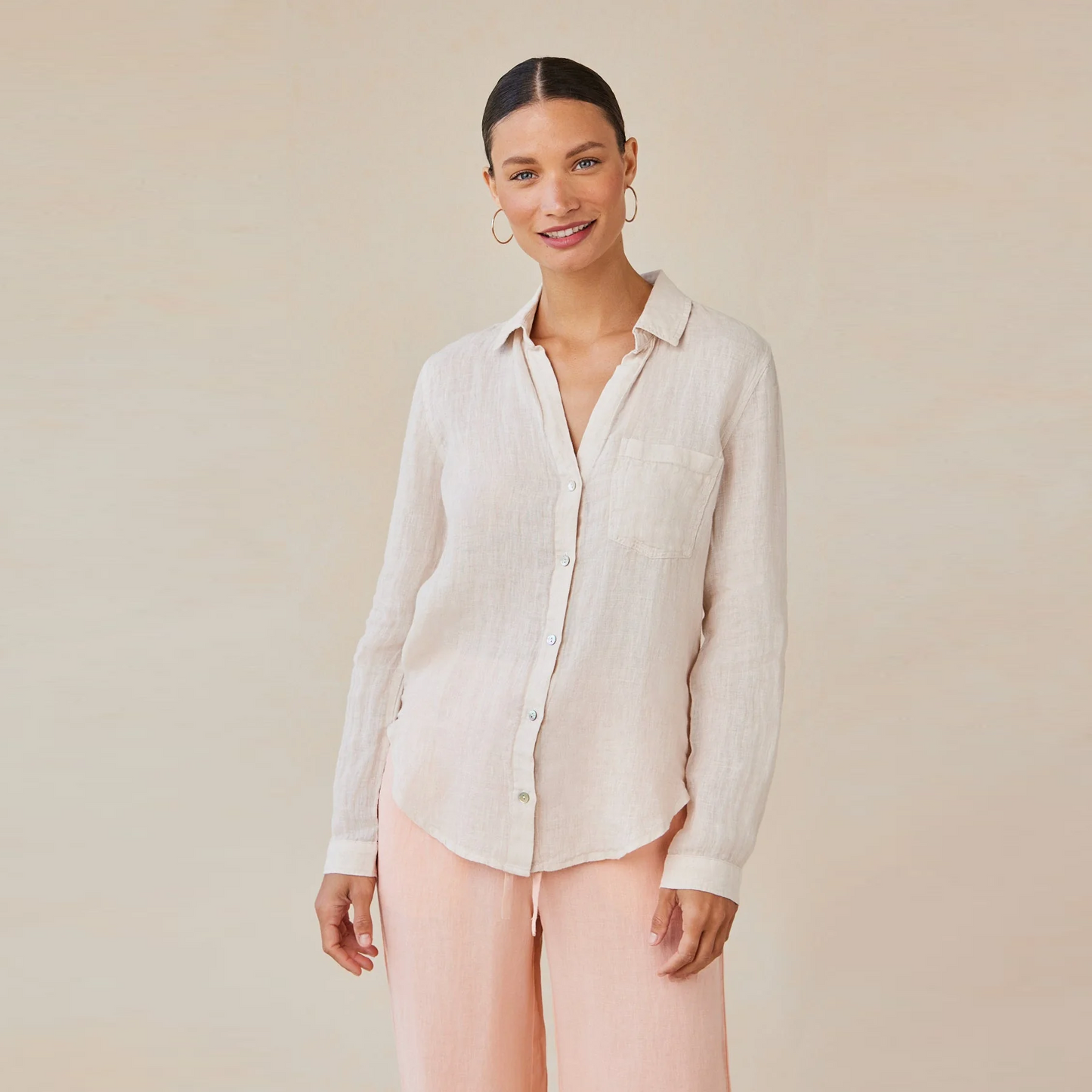 Pocket Button Down in Linen Sand