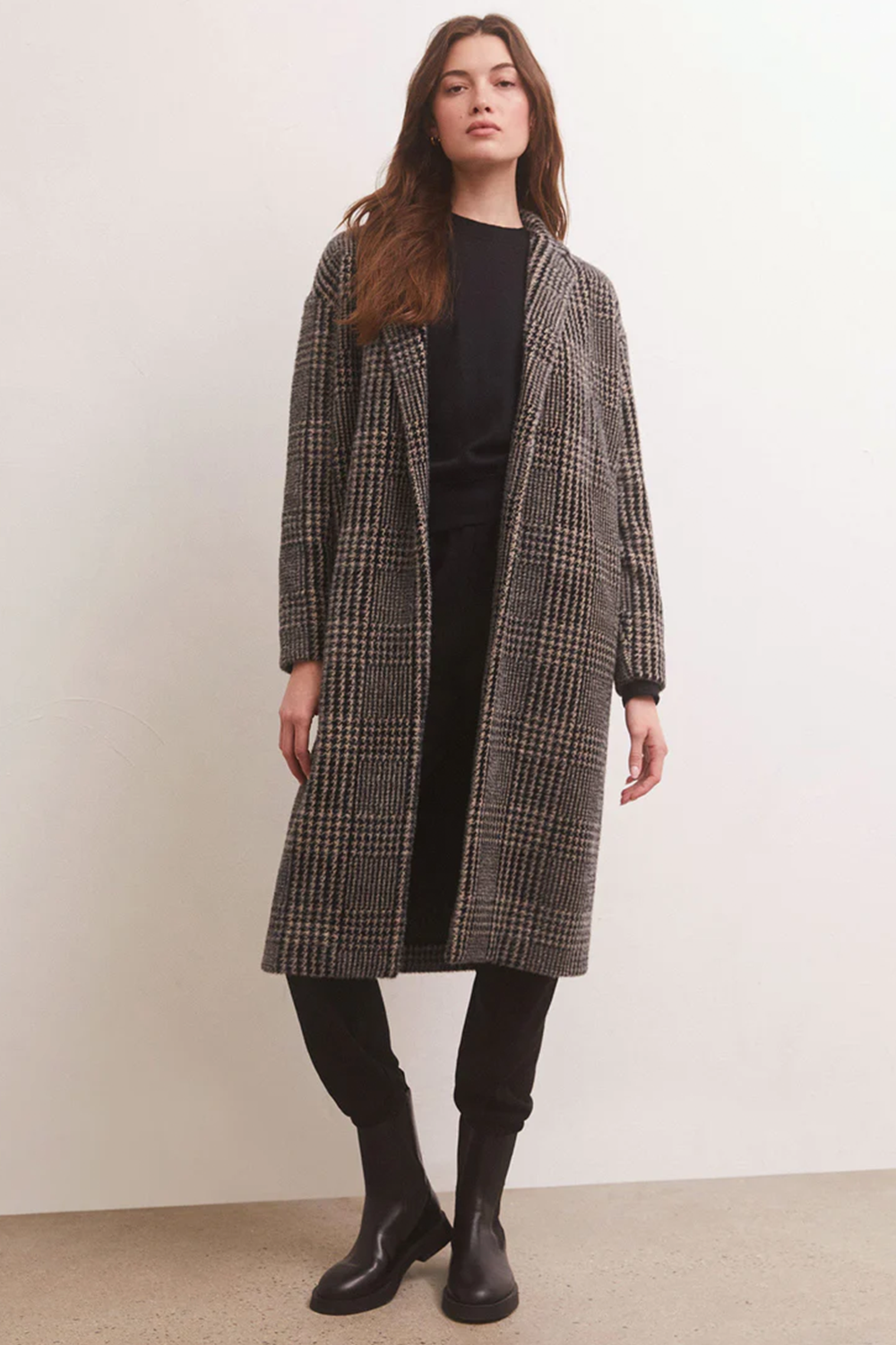 Mason Houndstooth Coat in Black
