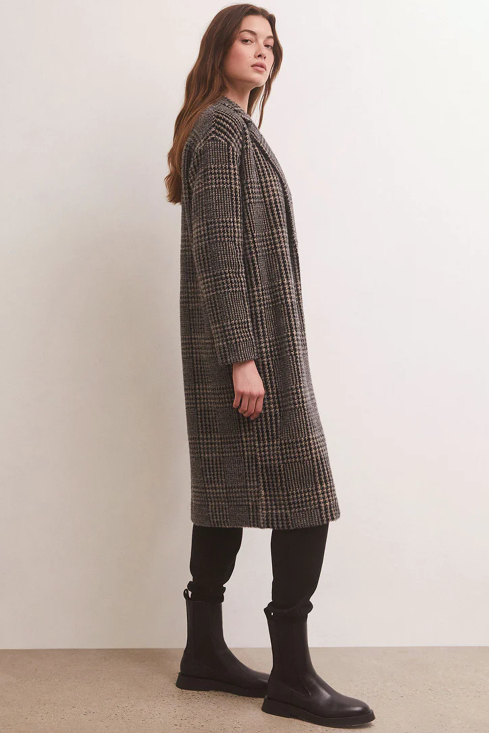 Mason Houndstooth Coat in Black