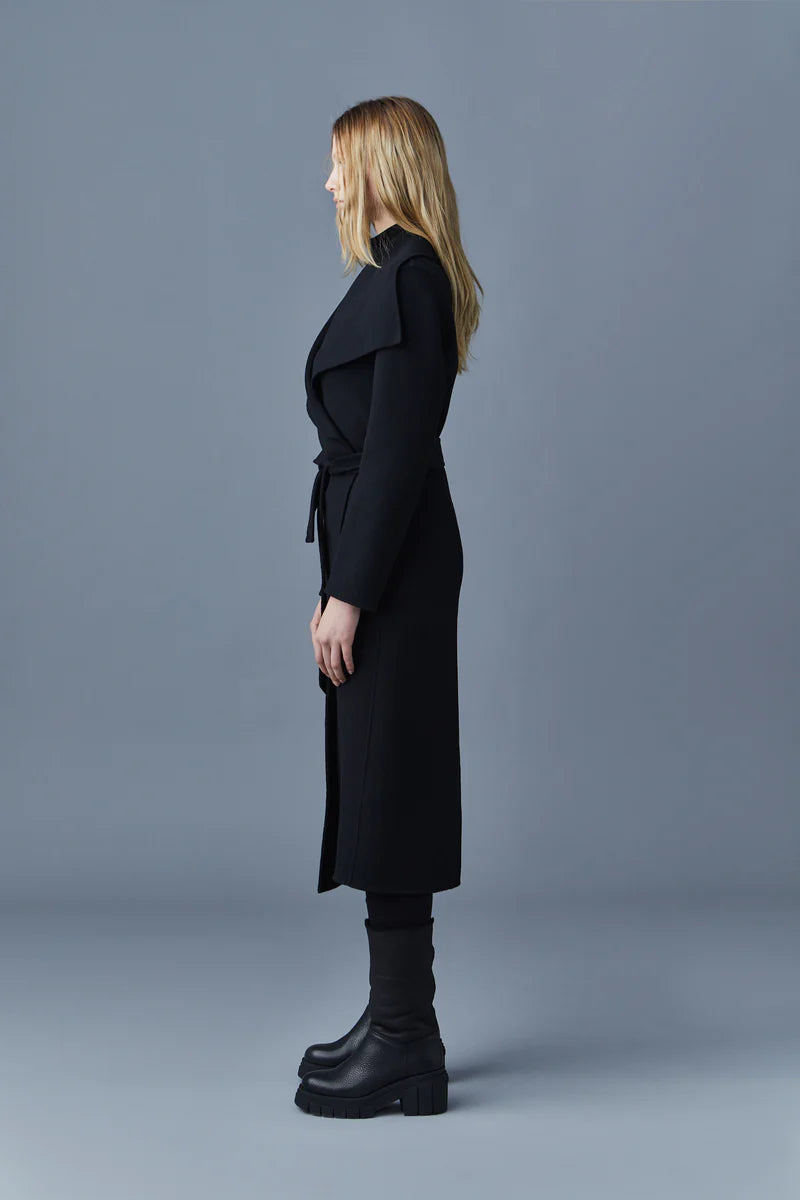 Mai Belted Wool Coat in Black