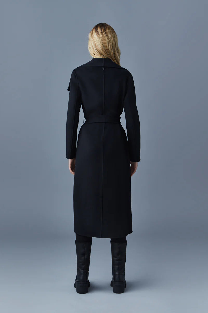 Mai Belted Wool Coat in Black