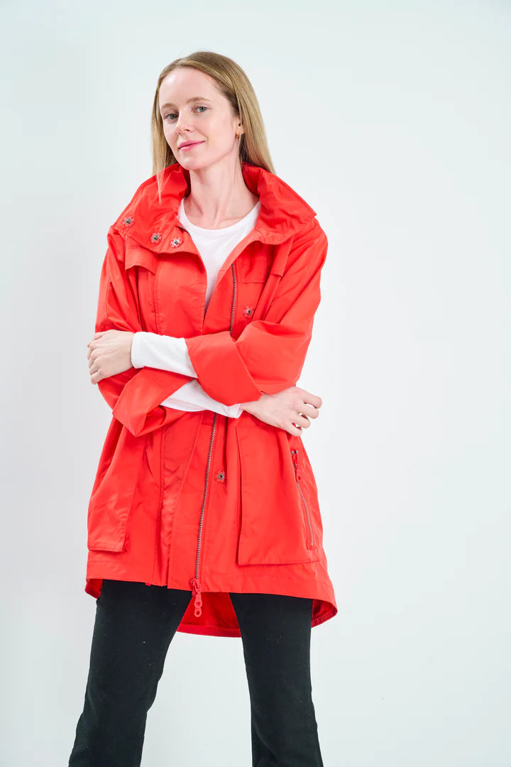 The Anorak Crinkle Jacket in Coral