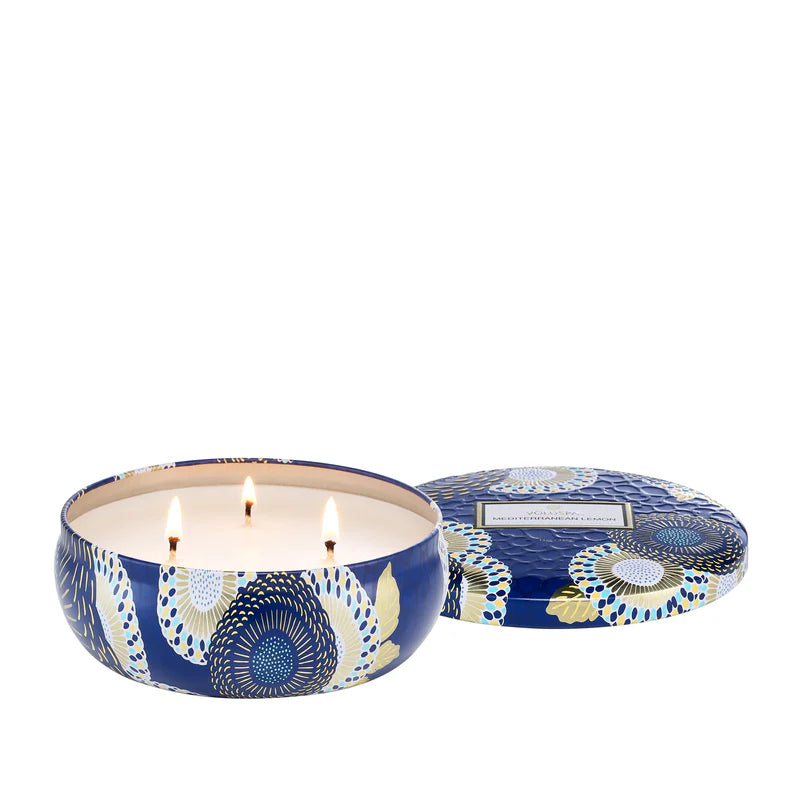 Mediterranean Lemon 3 wick tin candle